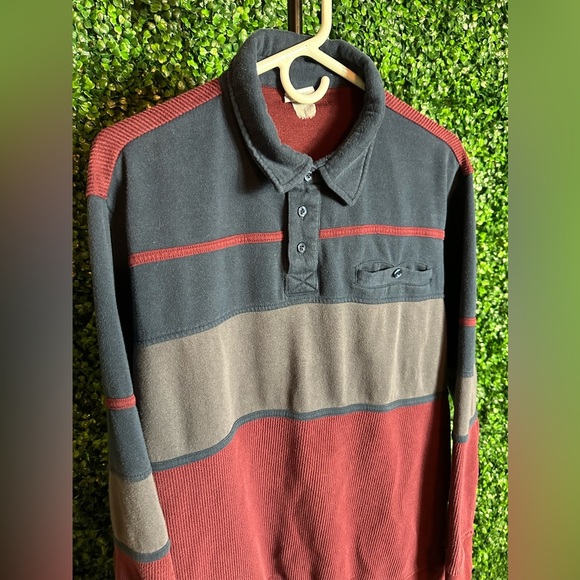 Vintage Haband Casual Joe Polo Shirt Long Sleeve 3 Button Striped Multicolor - Picture 2 of 5